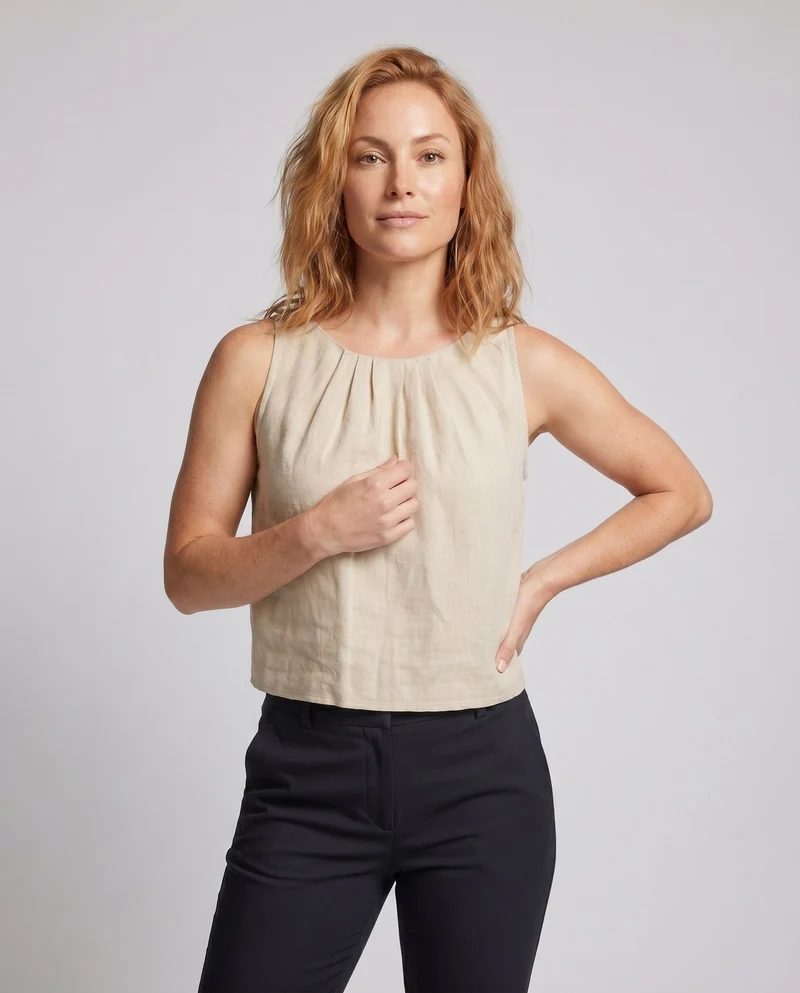 Damen legeres Leinenoberteil mit eleganten Spaghettiträgern