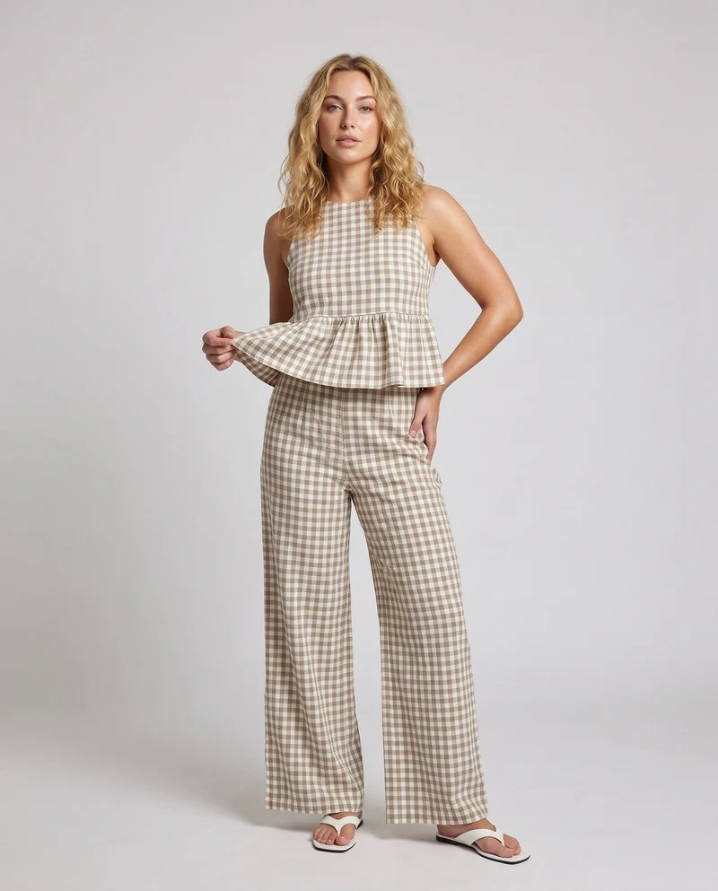 Damen lässiges Zweiteiler-Set mit voluminösem Oberteil und weit geschnittener Hose