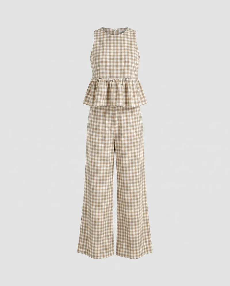 Damen lässiges Zweiteiler-Set mit voluminösem Oberteil und weit geschnittener Hose