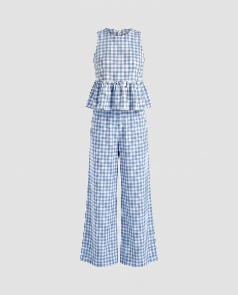 Damen lässiges Zweiteiler-Set mit voluminösem Oberteil und weit geschnittener Hose