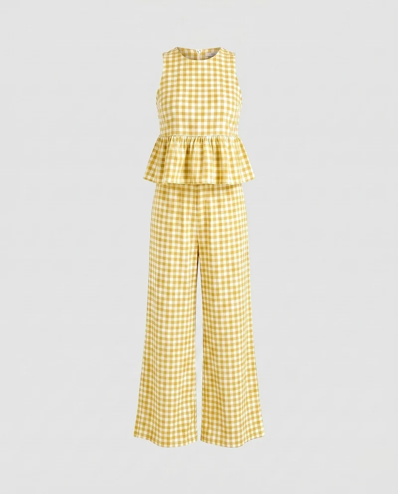 Damen lässiges Zweiteiler-Set mit voluminösem Oberteil und weit geschnittener Hose
