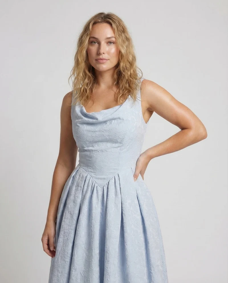 Damen Abendkleid Jacquard Korsage