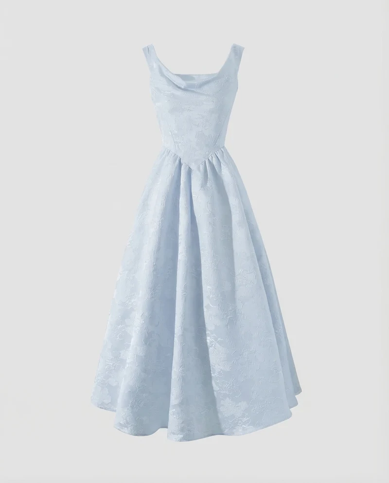 Damen Abendkleid Jacquard Korsage