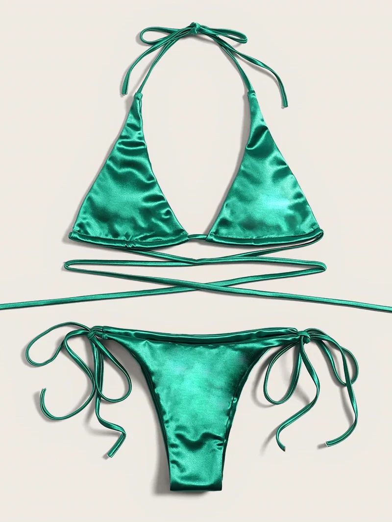 Damen Triangel-Bikini mit verführerischem Satin-Finish