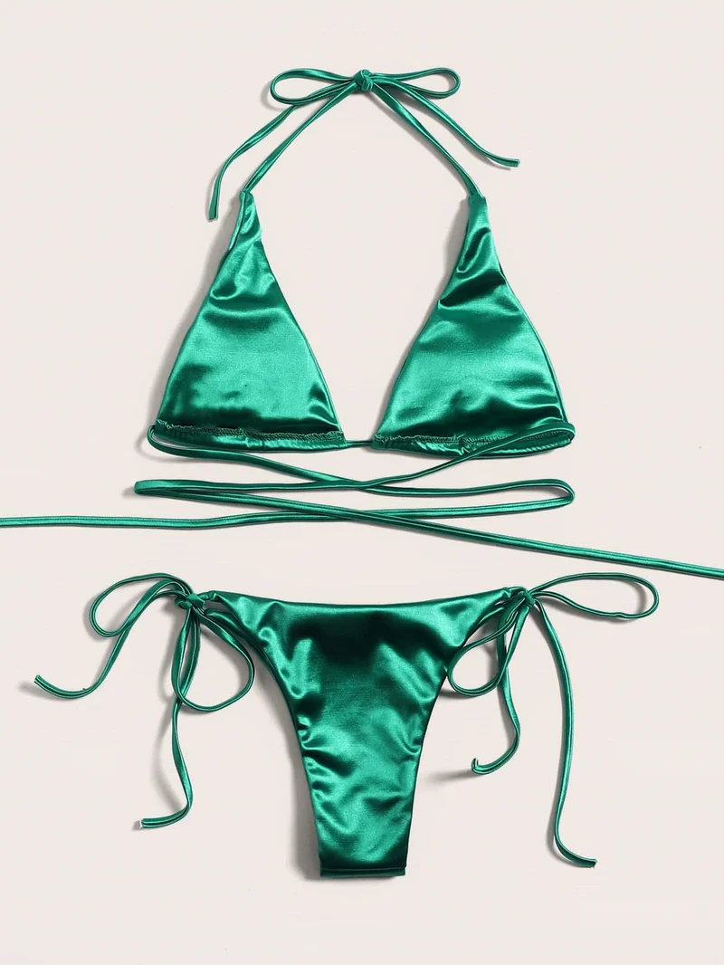 Damen Triangel-Bikini mit verführerischem Satin-Finish