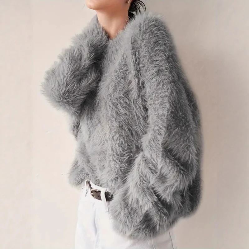 Damen Flauschiger Pullover mit weichem Material und modischem Design