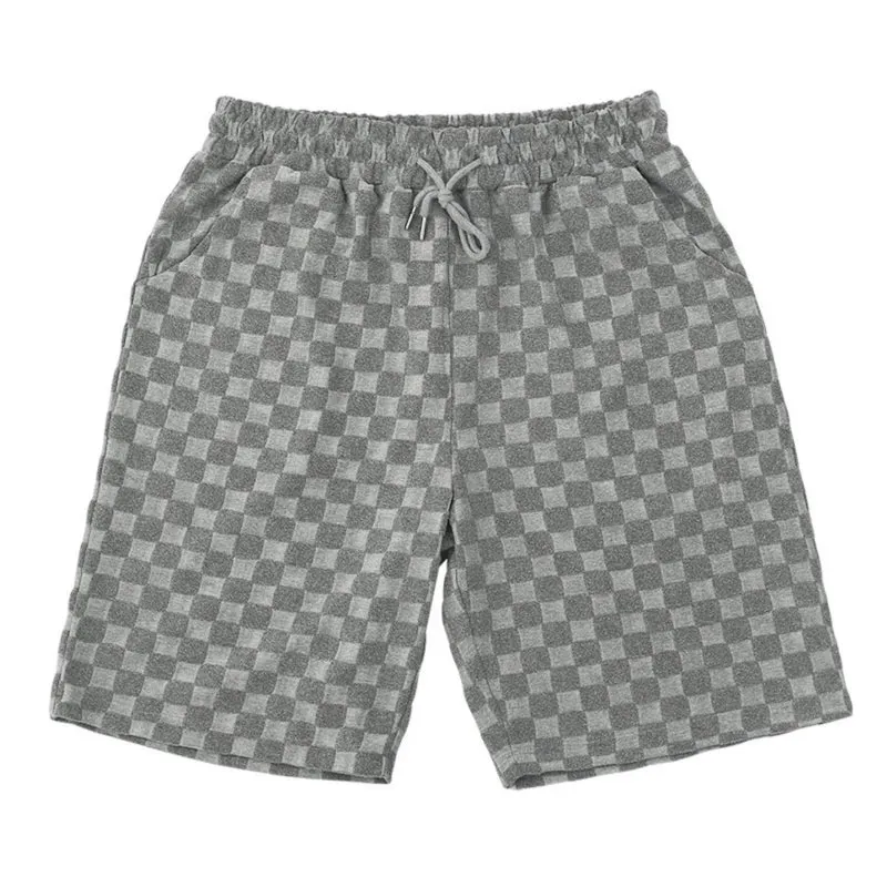 Schachbrettmuster Kurzarm-Shorts-Set