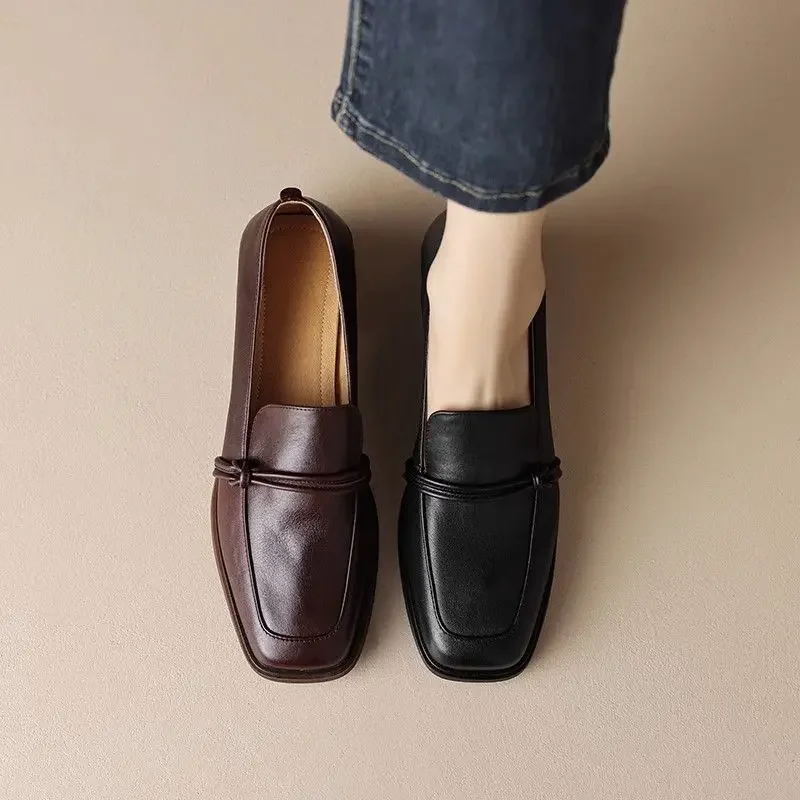 Stil Vintage Leder Damen Ballerinas