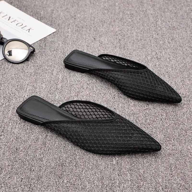 Damen spitze Mules mit Netzdesign