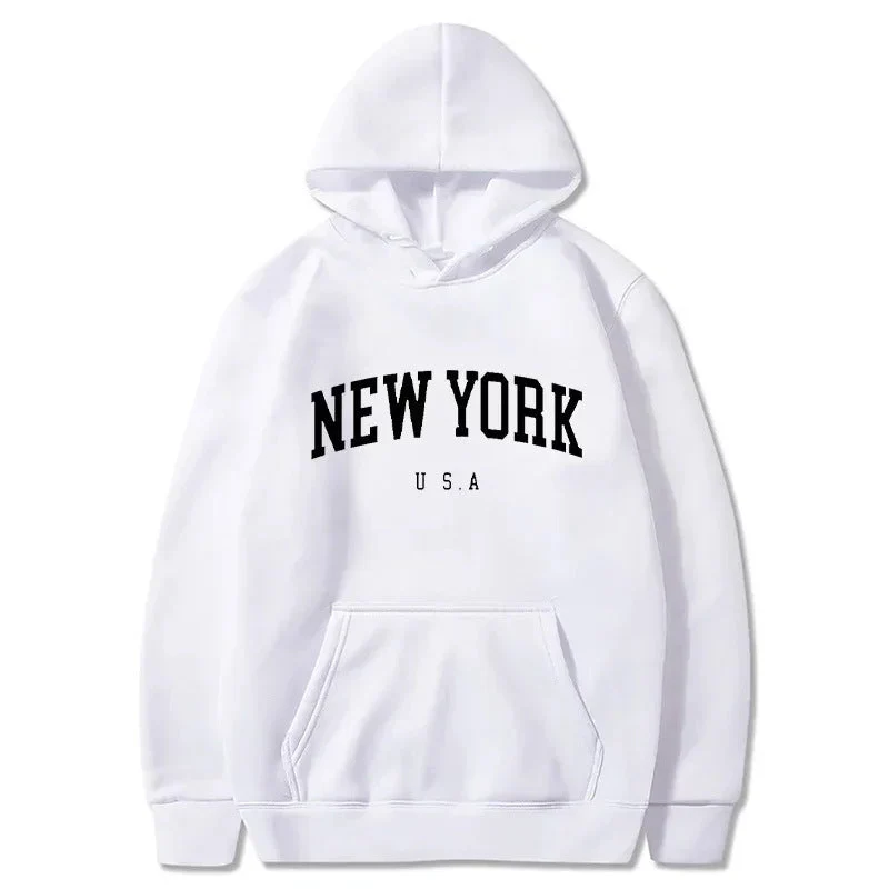 Damen Kapuzenpullover mit modischem New York Print und bequemer Passform