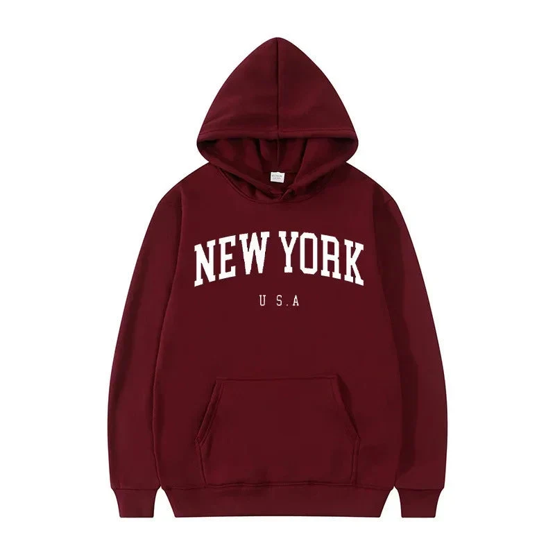 Damen Kapuzenpullover mit modischem New York Print und bequemer Passform