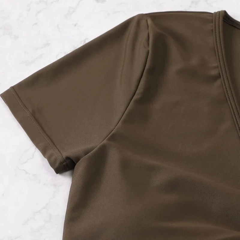 Damen Badeset mit gerafftem Oberteil und hoch tailliertem Slip