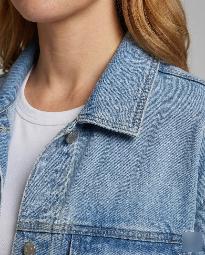 Damen Denimjacke Lang Oversize