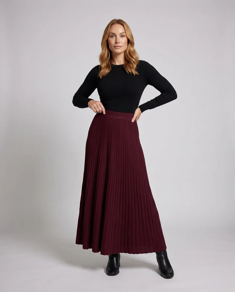 Damen Eleganter plissierter Maxirock mit schwingendem Fall