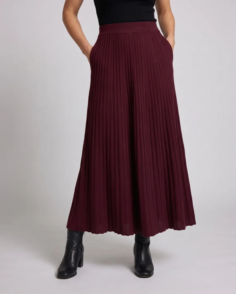 Damen Eleganter plissierter Maxirock mit schwingendem Fall