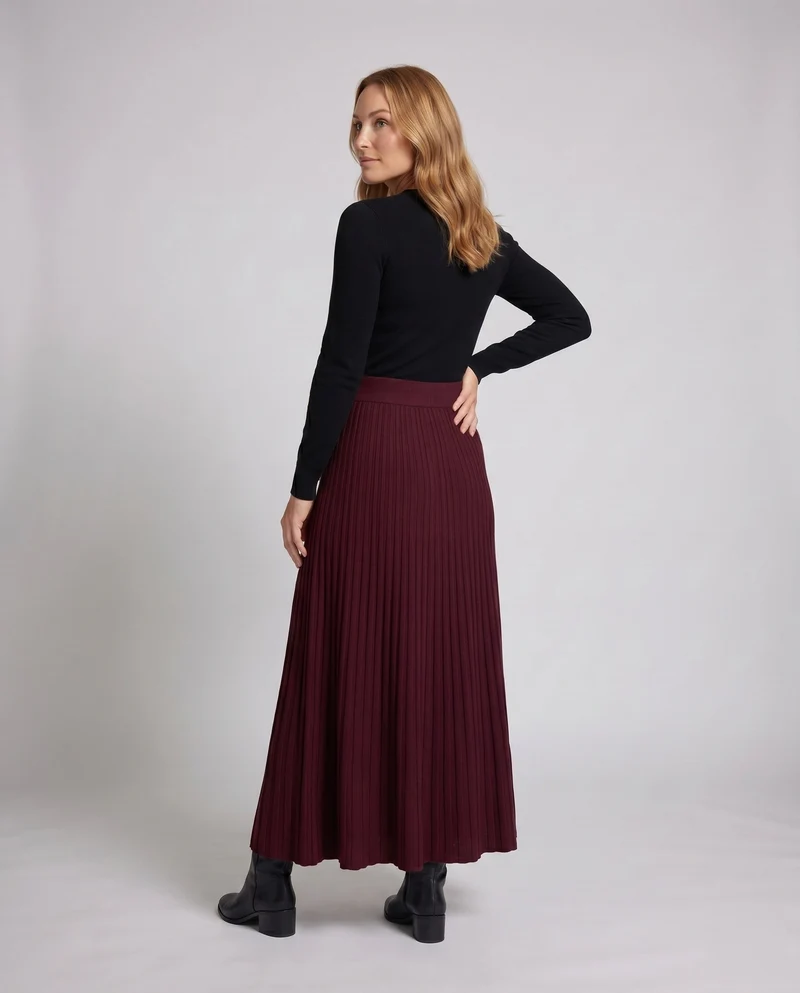 Damen Eleganter plissierter Maxirock mit schwingendem Fall