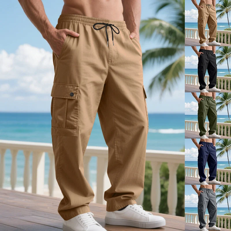 Herren nan weite Cargo-Hose mit elastischem Tunnelzugbund, aufgesetzten Klappentaschen und legerer Passform