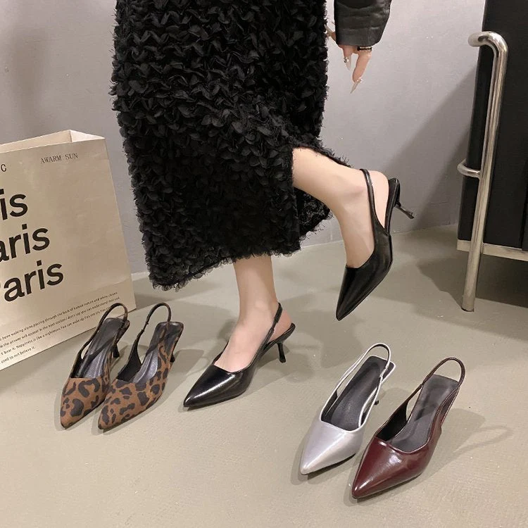 Damen Slingback High Heels mit spitz zulaufendem Design Nord Taschen