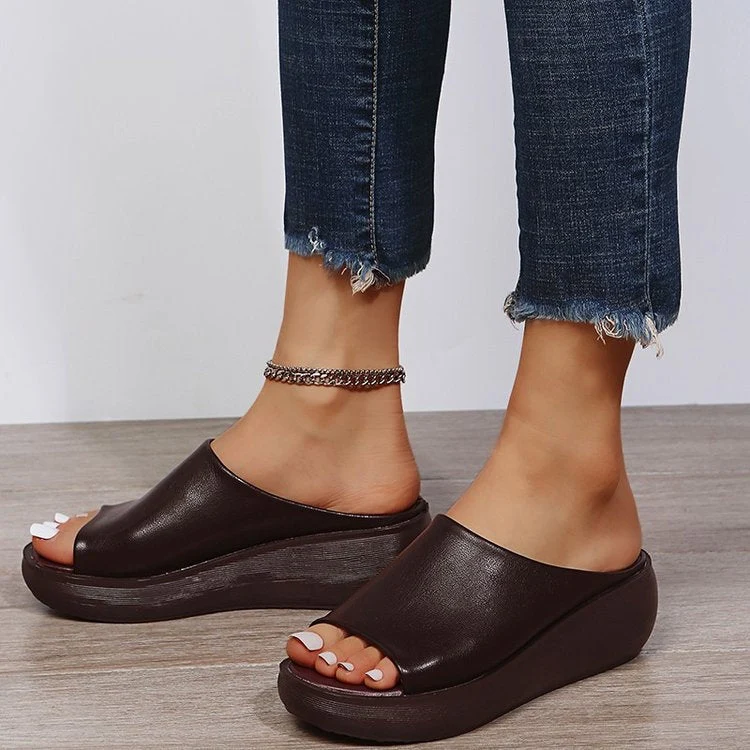 Damen Komfortable Plateau-Sandalen mit weichem Obermaterial und anatomischem Fußbett