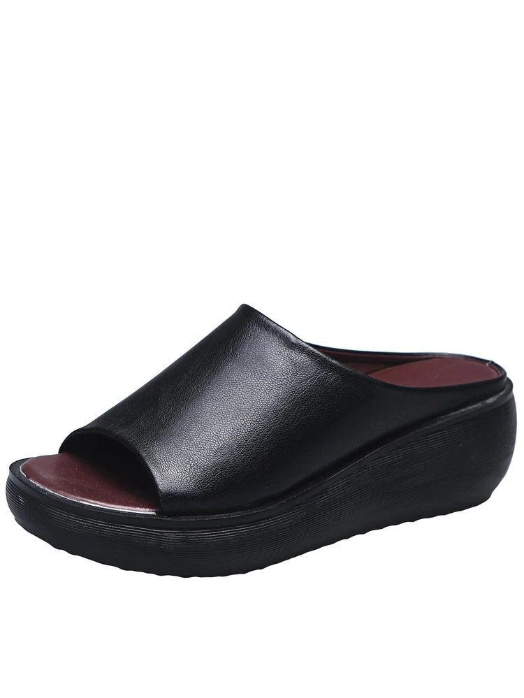 Damen Komfortable Plateau-Sandalen mit weichem Obermaterial und anatomischem Fußbett