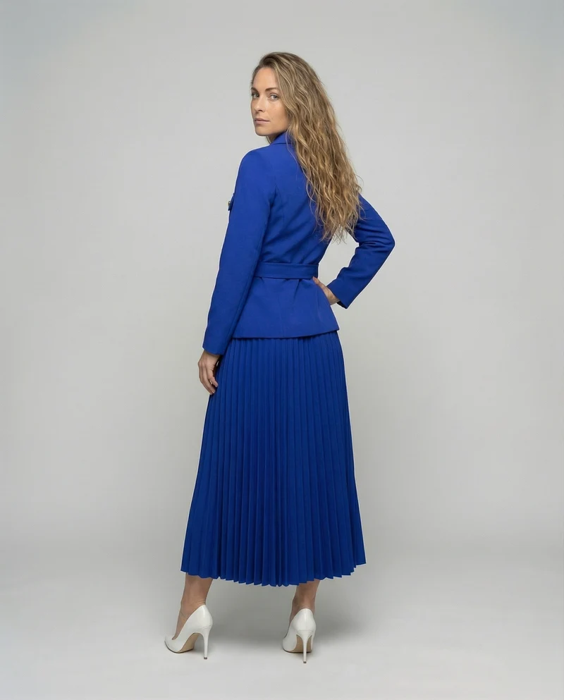 Damen Blazer-Set mit plissiertem Maxirock