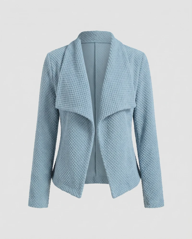 Damen Bouclé-Kurzcardigan mit Wasserfallkragen