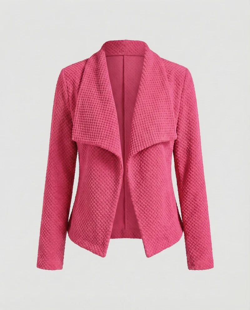 Damen Bouclé-Kurzcardigan mit Wasserfallkragen