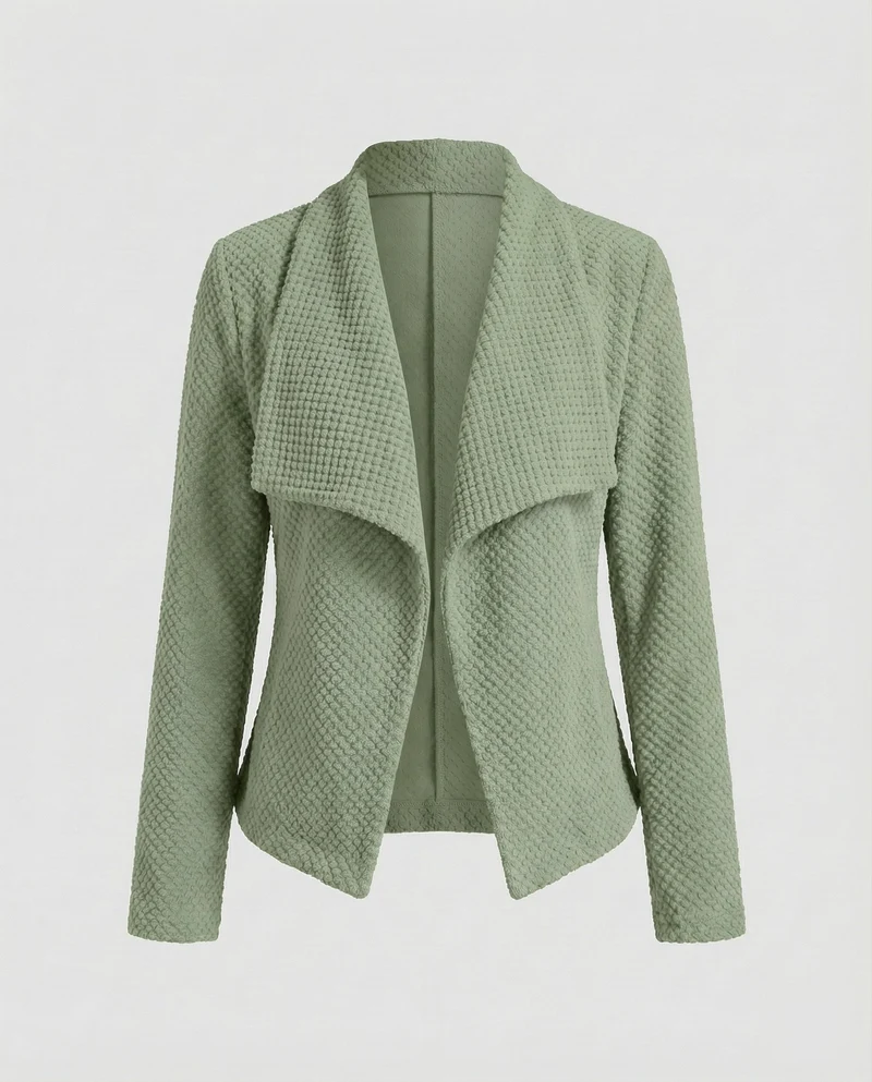 Damen Bouclé-Kurzcardigan mit Wasserfallkragen
