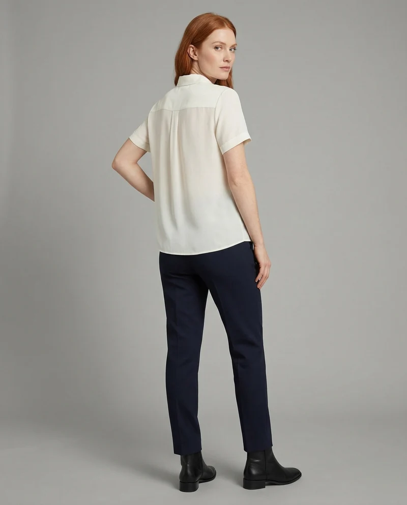 Damen Klassische Kurzarm Hemdbluse