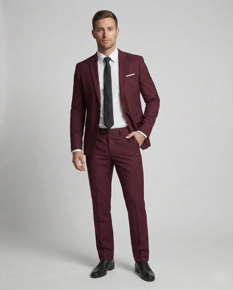Herren nan eleganter einreihiger Anzug schmal geschnitten mit elastischer Hose und klassischem Revers