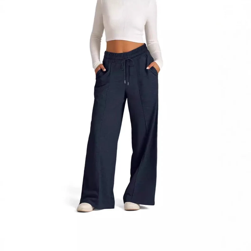 Damen Weit geschnittene Freizeithose mit elastischem Bund und praktischen Eingrifftaschen