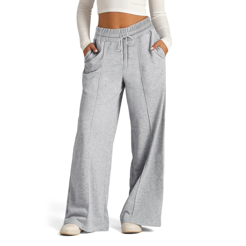 Damen Weit geschnittene Freizeithose mit elastischem Bund und praktischen Eingrifftaschen