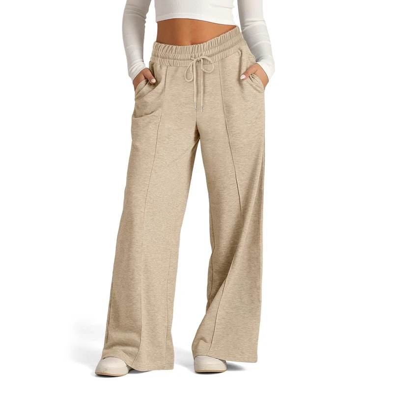 Damen Weit geschnittene Freizeithose mit elastischem Bund und praktischen Eingrifftaschen