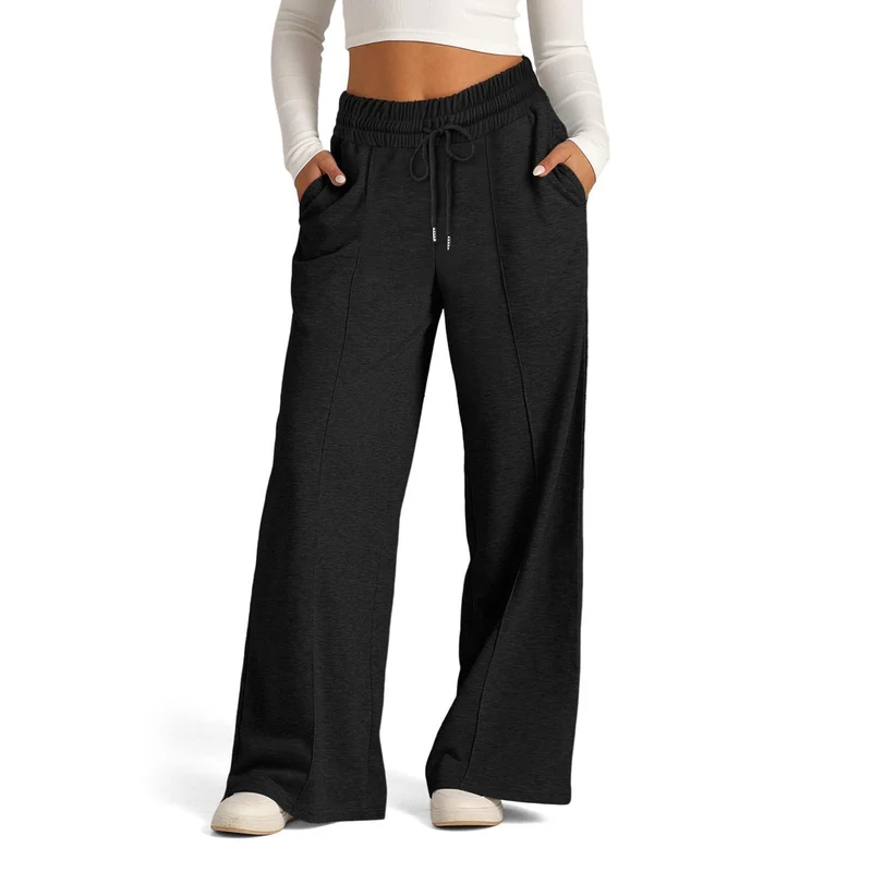 Damen Weit geschnittene Freizeithose mit elastischem Bund und praktischen Eingrifftaschen