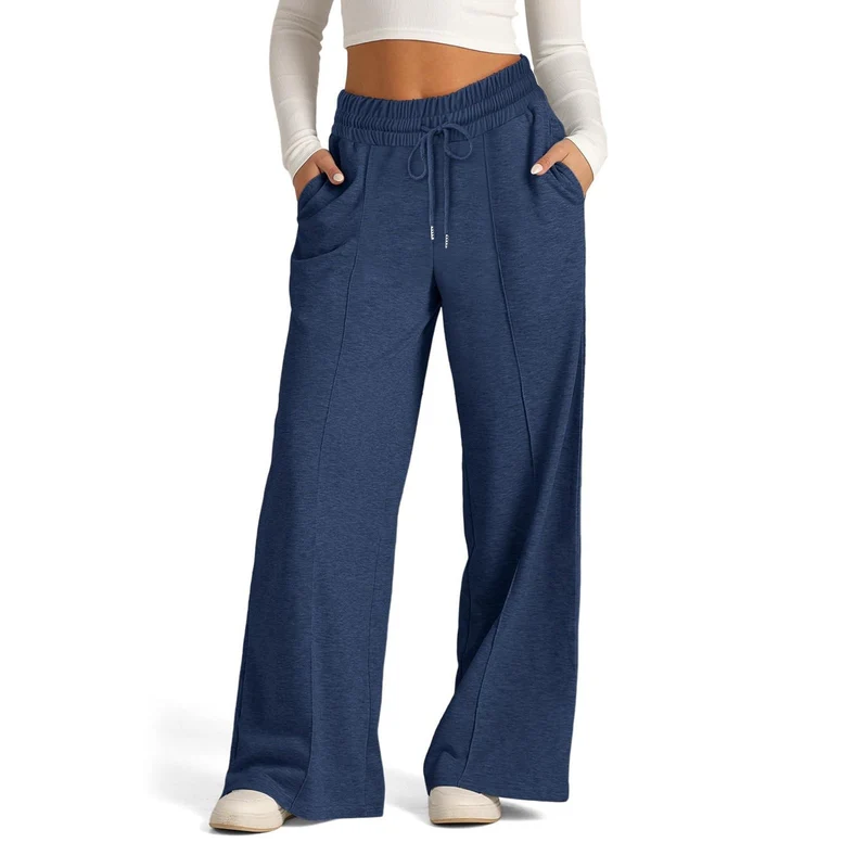 Damen Weit geschnittene Freizeithose mit elastischem Bund und praktischen Eingrifftaschen