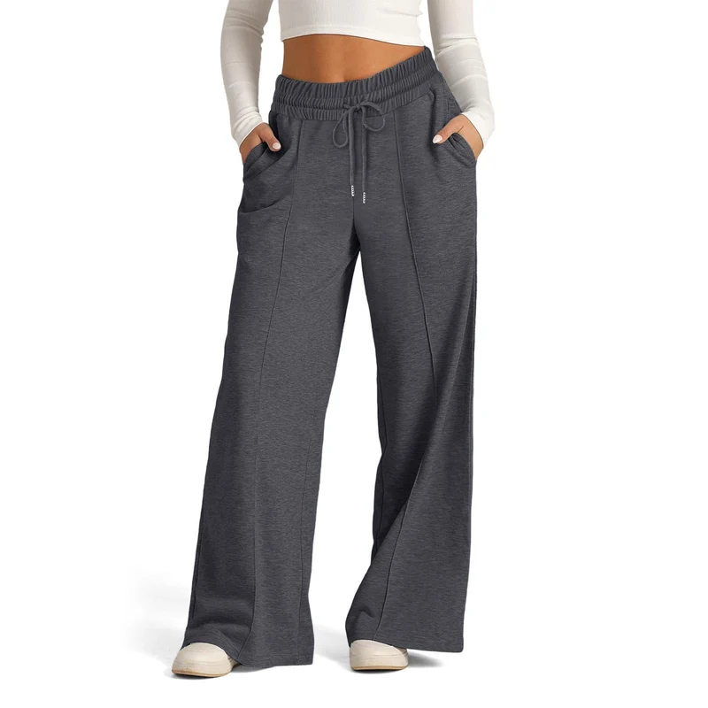 Damen Weit geschnittene Freizeithose mit elastischem Bund und praktischen Eingrifftaschen