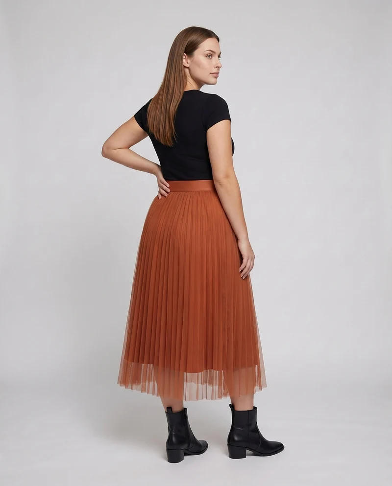 Damen Elegante Glockenform Tüll Plissee-Tüllrock