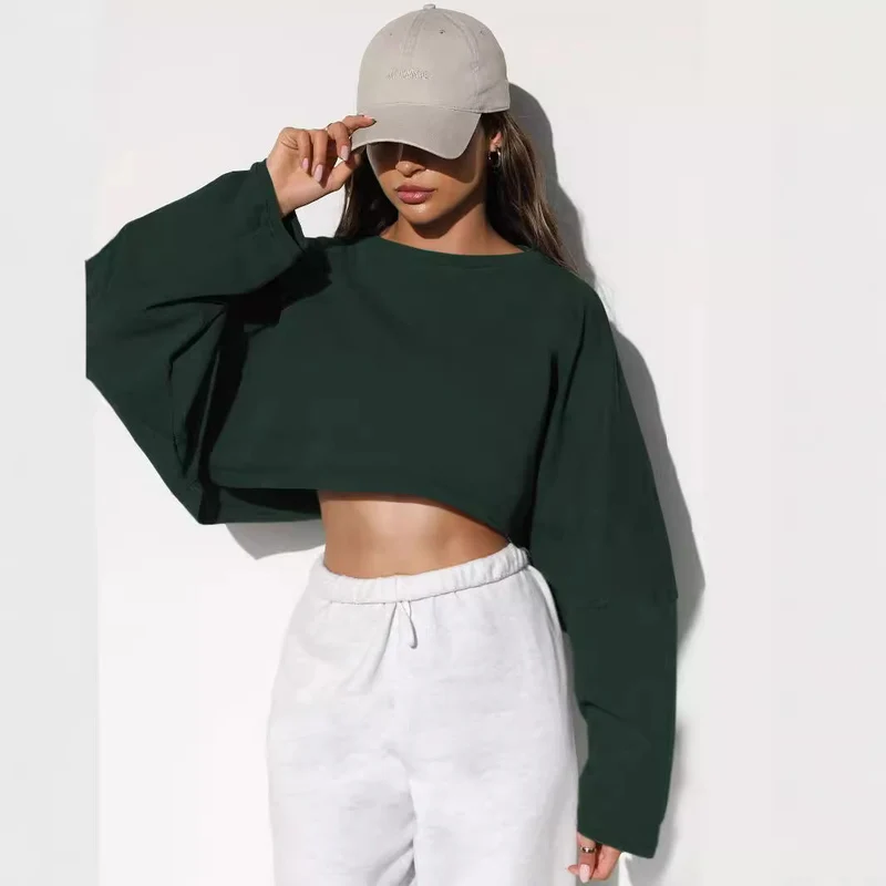 Damen lässiger Crop-Pullover