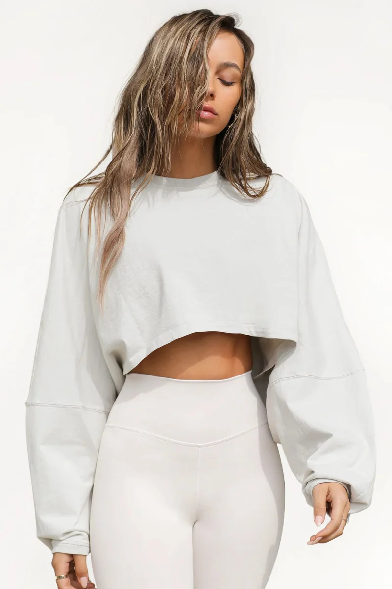 Damen lässiger Crop-Pullover