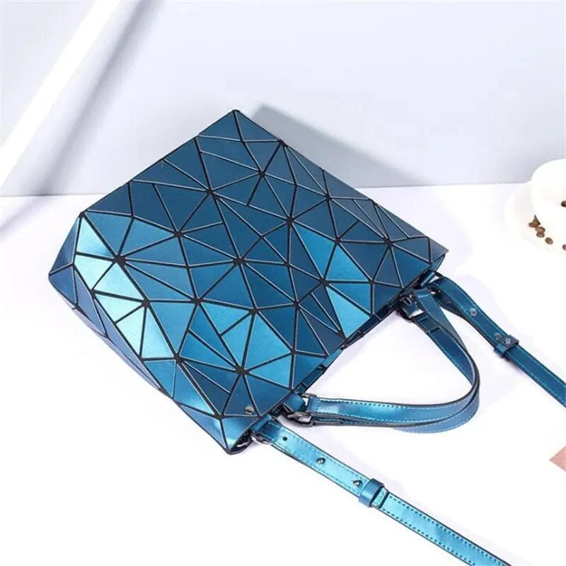 Tasche Geometrisches Muster Blau Funktional für Die Moderne Frau