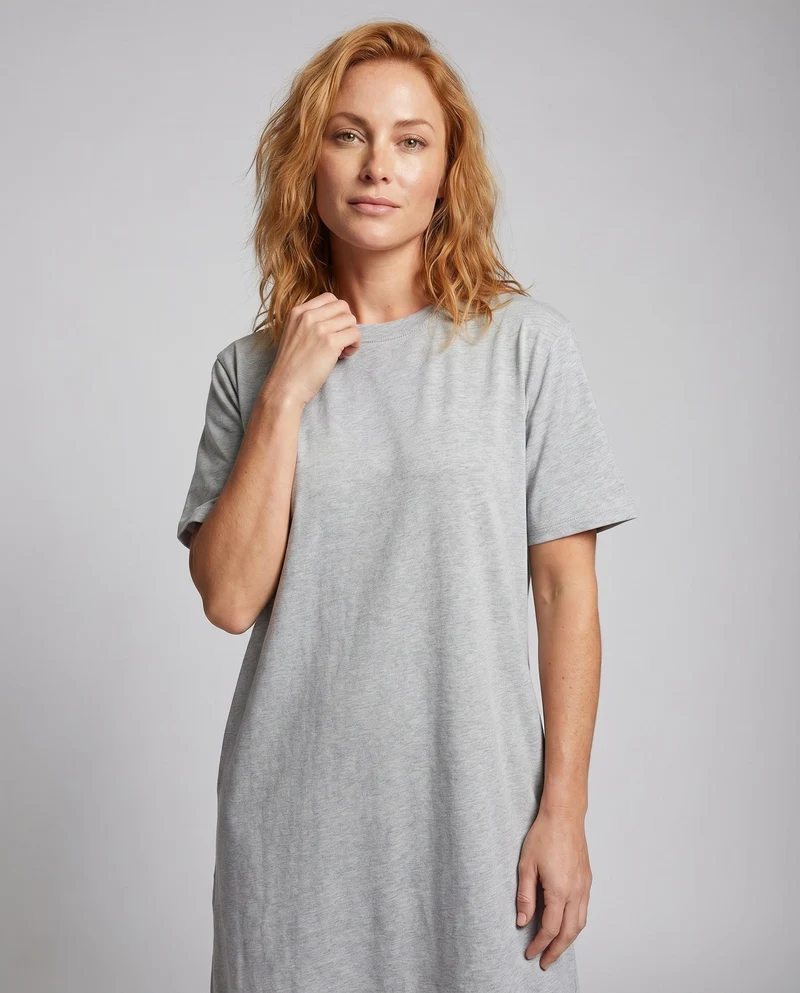 Damen Oversize-Jerseykleid Kastige Silhouette Überschnittene Ärmel Seitenschlitze
