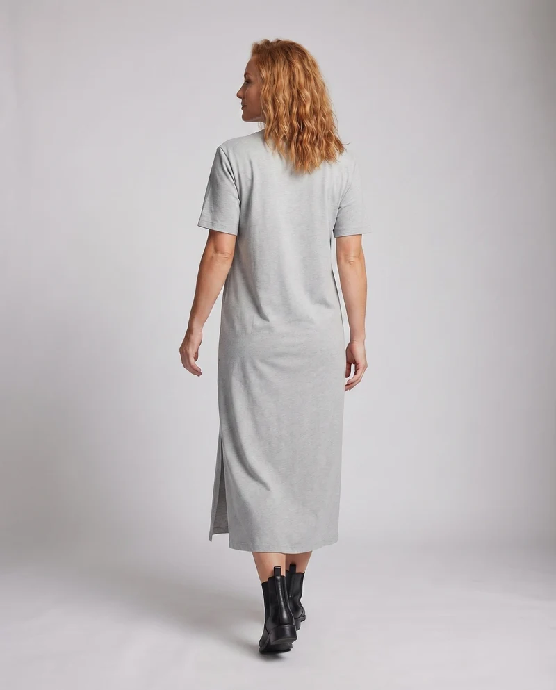 Damen Oversize-Jerseykleid Kastige Silhouette Überschnittene Ärmel Seitenschlitze