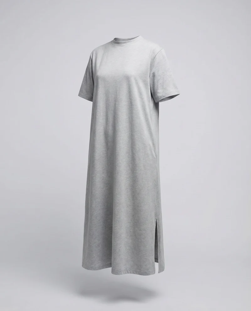 Damen Oversize-Jerseykleid Kastige Silhouette Überschnittene Ärmel Seitenschlitze