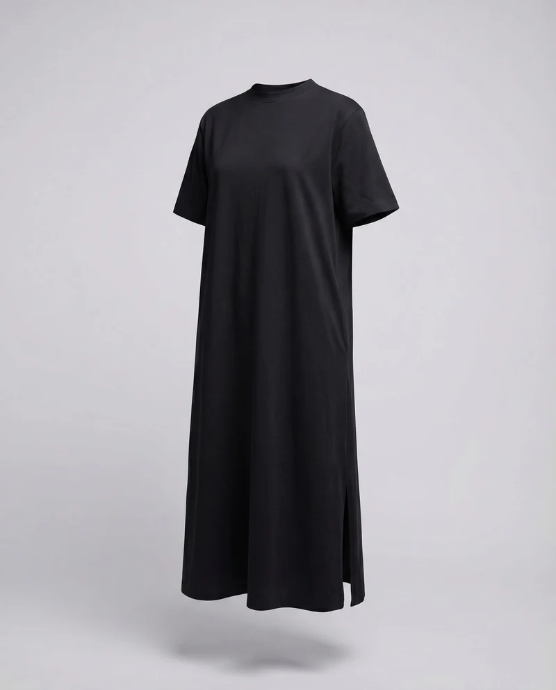 Damen Oversize-Jerseykleid Kastige Silhouette Überschnittene Ärmel Seitenschlitze