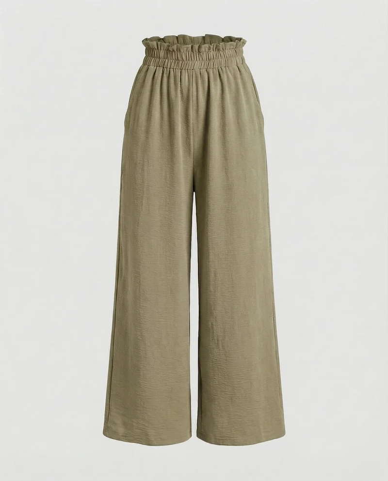 Damen Culotte-Hosen mit weitem Bein und elastischem Bund