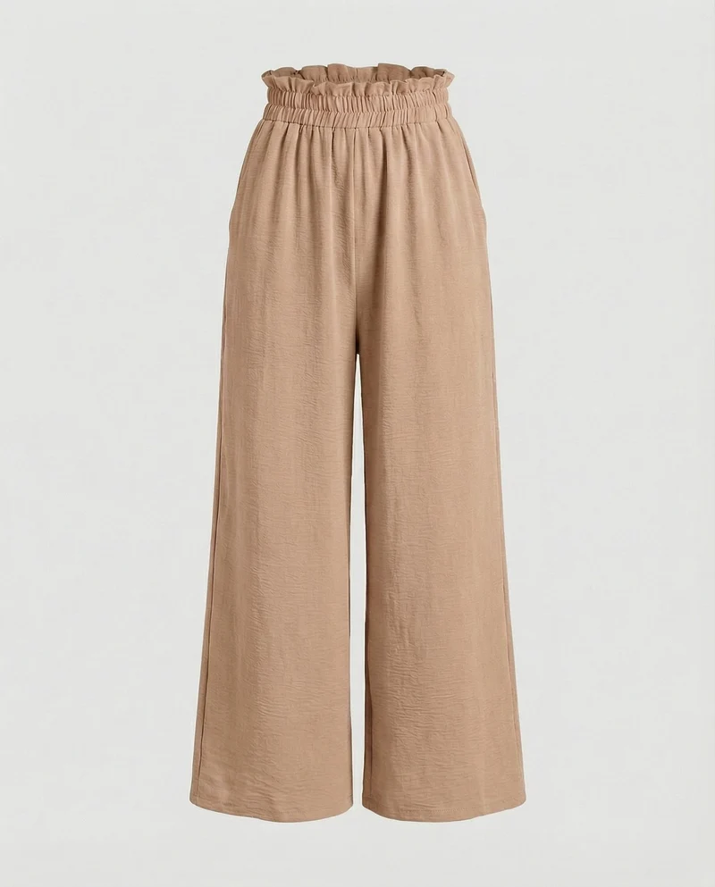 Damen Culotte-Hosen mit weitem Bein und elastischem Bund