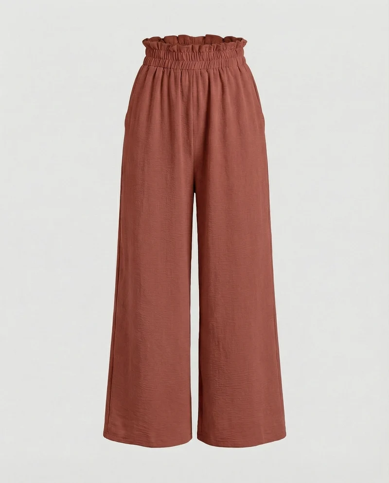 Damen Culotte-Hosen mit weitem Bein und elastischem Bund