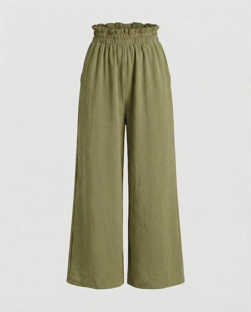 Damen Culotte-Hosen mit weitem Bein und elastischem Bund