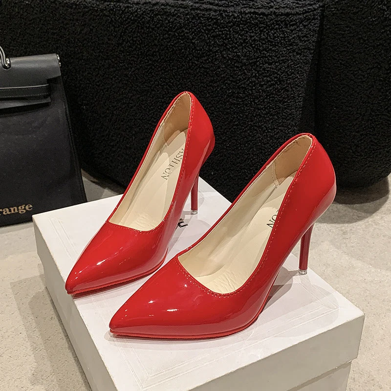 Damen Elegante High Heels mit spitz zulaufender Vorderkappe und transparentem Absatz