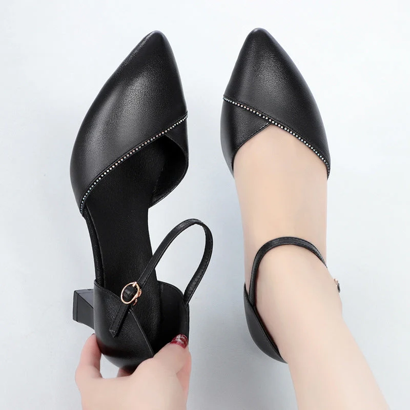 Damen schicke Pumps mit elegantem Riemen und komfortablem Blockabsatz